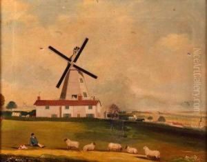 Shepherd And Sheep Before Groton Mill Shepherd And Sheep Before Groton Mill
