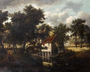 Le Moulin Au Bord De L'eau by Meindert Hobbema