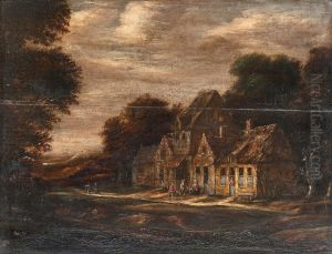 People Outside An Inn by Meindert Hobbema