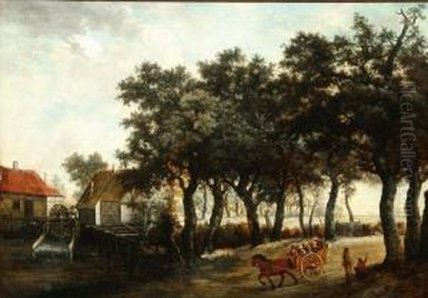 A Wooded Landscape With A Watermill And Figures - view 1