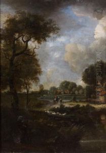 Cavalier Dans Un Paysage by Meindert Hobbema