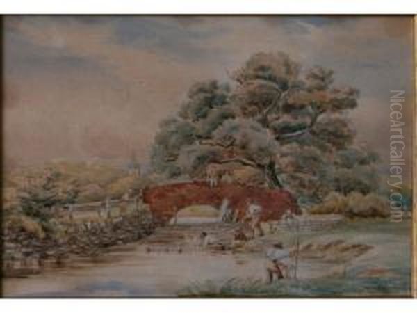 Figures At A Stream - view 1