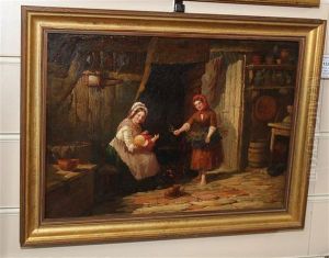 Cottage Interior With Lavender Seller by Henry E. Hobson