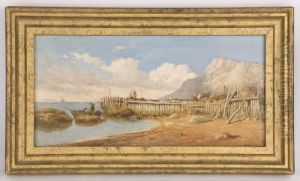 Depicting A Coastal Scene With Figures Depicting A Coastal Scene With Figures
