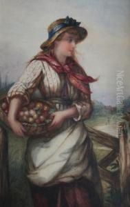 Country Girl With A Basket Of Fruit Country Girl With A Basket Of Fruit