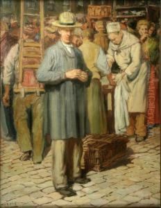 Market Scene by Gaston Hochard