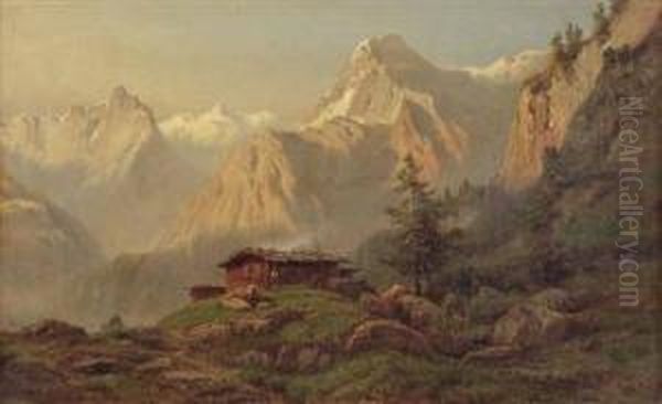 Almhutte Mit Personenstaffage - view 1