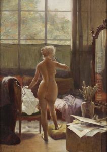 Morgontoilette by Leon Auguste Cesar Hodebert
