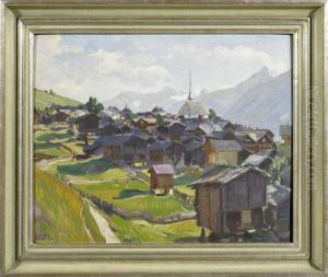 View Of The Village Of Munster In The Valais.