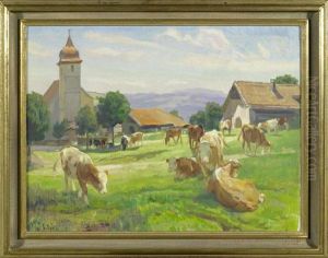View Of The Village Of Montfaucon In The Jura Mountains. by Ernst I Hodel