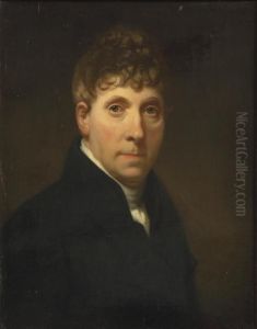 A Self-portrait, Half-length, In A Dark Coat And White Jabot by Charles Howard Hodges