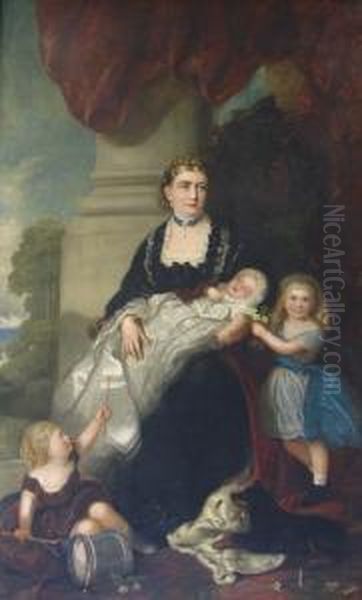 Princess Mary Adelaide, Duchess Of Teck, With Prince Adolphus, Prince Francis And Princess Victoria Mary Of Teck - view 1