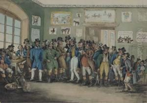 Gentlemen Placing Bets At A Sporting And Gaming Club by Walter Parry Hodges