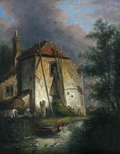 A Country Cottage Beside A Stream by David Hodgson