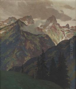 Alplandskap by Hugo Hodina Hodiener