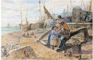 A Fisherman And A Girl On The Beach At Eastbourne A Fisherman And A Girl On The Beach At Eastbourne