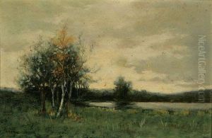 New England Landscape With Pond by Arthur Hoeber
