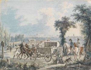 Soldatentross Vor Einer Stadt by Johann Nepomuk Hoechle