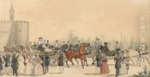 Pierre Noire, Plume Et Encre Noire, Aquarelle Et Rehauts De Blanc