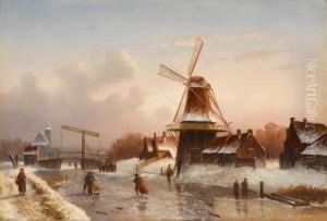 Kanallandschaft Im Schnee by Cornelis Petrus 't Hoen