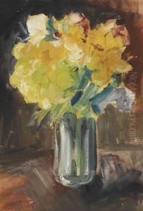 Blumenstraus In Einer Glasvase by Heinrich Hoerle