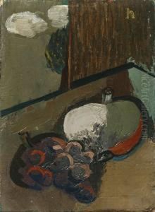 Stilleben Mit Apfel Undtrauben by Heinrich Hoerle