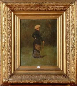 Elegante Au Jardin Jouant Au Croquet by Emile Hoeterickx