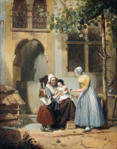 Familienidyll Vor Renaissance-haus by Willem Pieter Hoevenaar