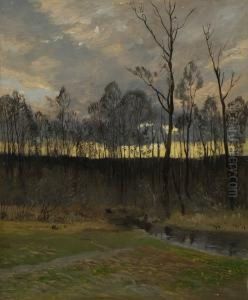 Herbstliche Baumlandschaft. by Ludwig Friedrich Hofelich