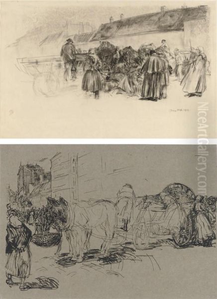 Unloading The Carriages On A Market In Vienna - view 1