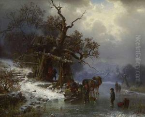 Winterlandschaft. by Heinrich Hofer