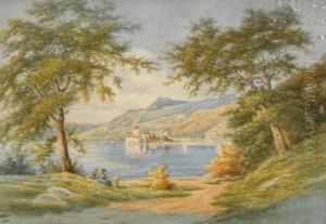 Uferlandschaft Am Genfersee Mit Schloss Chillon by Herzog Laurent Hofer