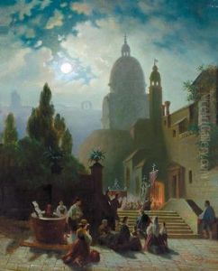 Nachtlicher Kirchgang Invenedig by Conrad Hoff
