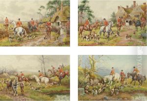 The Hunt: A Set Of Four Watercolors by Murray Hoffman