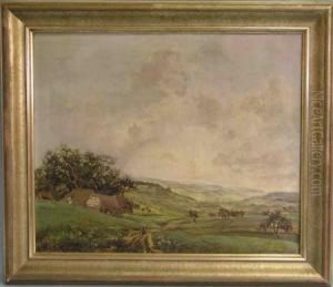 Landschaft Mit Gehoft UndPersonenstaffage by Adolf Hoffmann