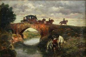 Landsknechte Zu Pferde, Eine Galakarosse Begleitend by Anton Hoffmann