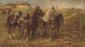 Cavalry At Rest by Anton Hoffmann