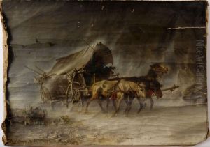 Vagn Dragen Av 3 Hastar by Carl Heinrich Hoffmann