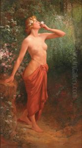 Nue De Femme Dans Un Jardin by Georges Johannes Hoffmann