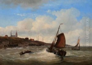 Vissersschepen Voor De Scheveningse Kust by Georges Johannes Hoffmann
