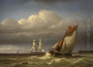 Zeilschepen Bij Havenhoofd by Georges Johannes Hoffmann