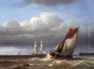 Departing Sailing Ship by Georges Johannes Hoffmann