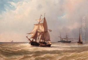 A Full-rigged Koff In A Breeze, A Paddle Steamer Beyond