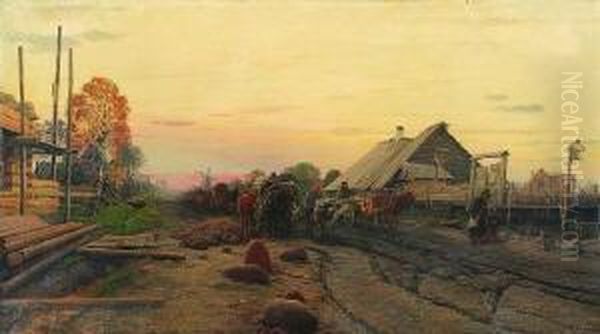 Russische Dorfstrase Bei
Sonnenuntergangsstimmung - view 1
