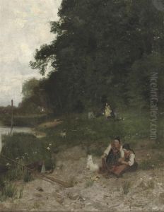 An Encounter In The Grass By The River by Franz Hoffmann-Fallersleben