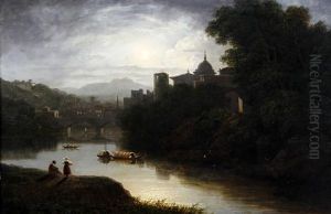 Italianate Moonlit River Landscape, Thought To Be The River Tiber, Rome