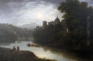 Moonlit View Of An Italian City by Thomas Christopher Hofland