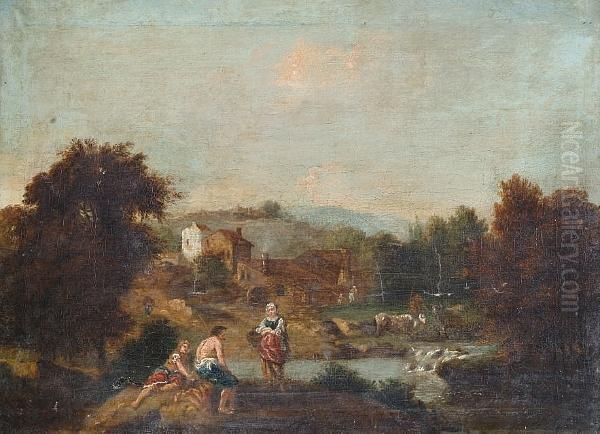 Figures In An Italianate Landscape' - view 1