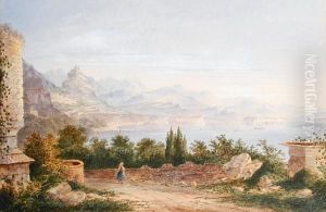 An Italian Lake Scene by Thomas Richard Hofland
