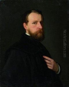 Selbstportrat Mit Schwarzem Umhang by Heinrich Hofmann